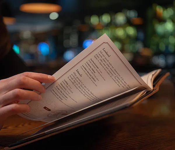 Close up of Bloody Mary's Menus designed by Sinclair Creative Agency