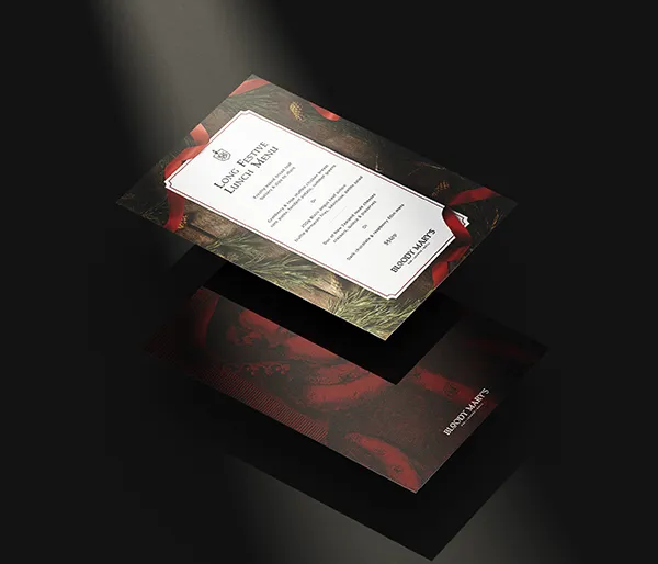 A4 Christmas Menus for Bloody Mary's by Sinclair Creative Agency