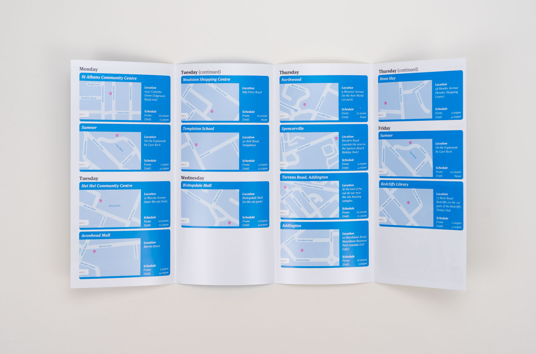 Library to Go printed timetable brochure design