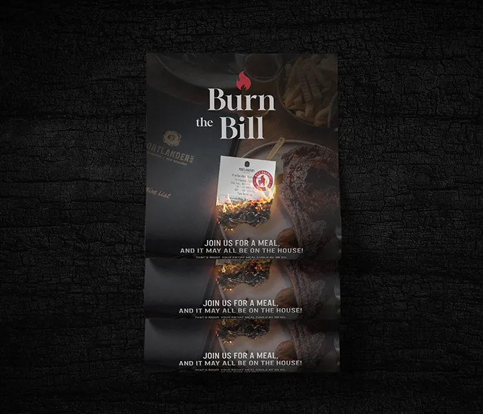 Portlander's Burn the Bill poster design, graphic design by Sinclair Creative, Christchurch design agency