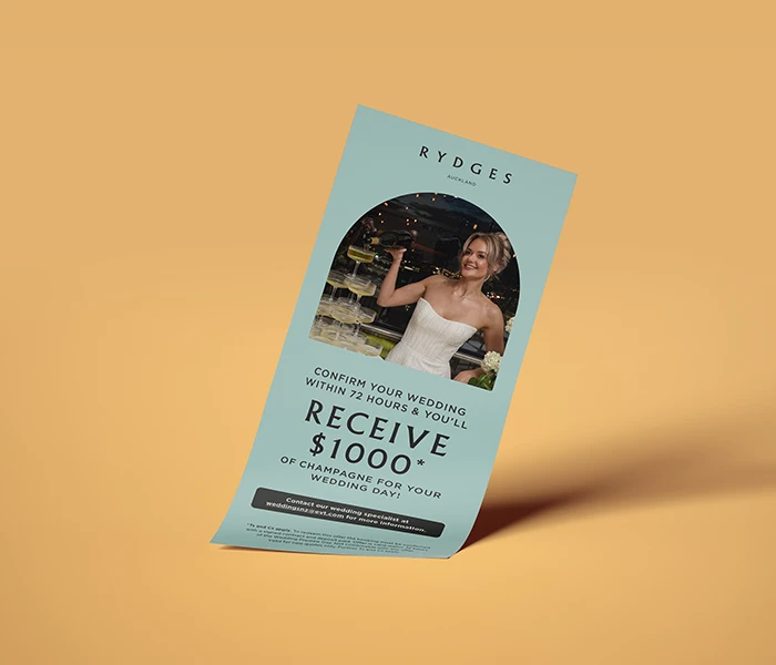 Rydges Wedding Preview DL brochure design - Sinclair Creative Agency