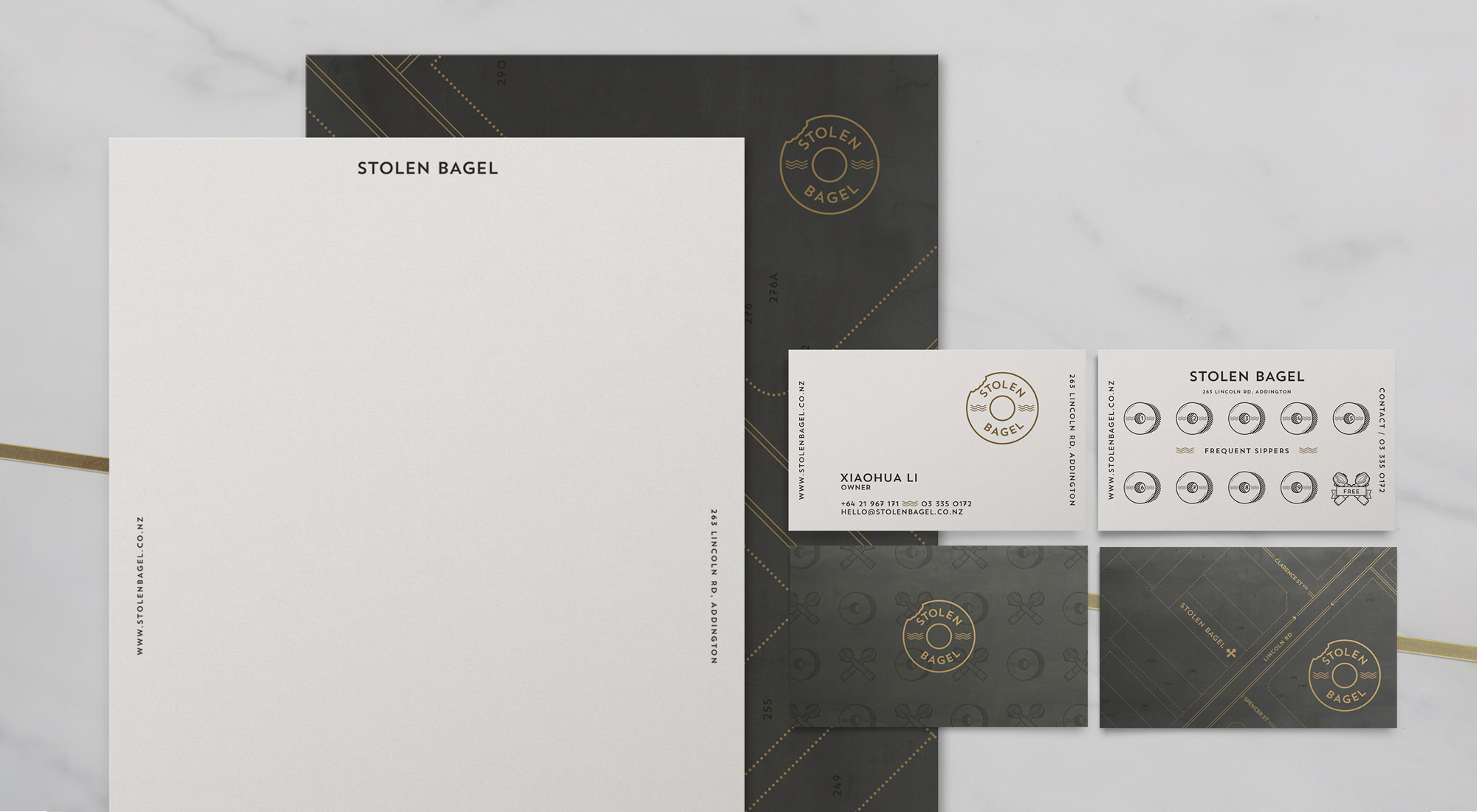 Stolen Bagel stationery design by Sinclair Creative Agency