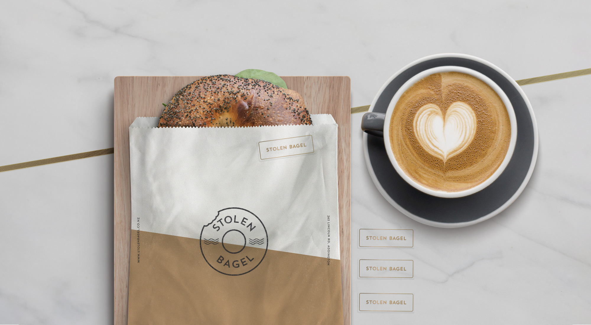 Stolen Bagel takeaway design Brochure design by Sinclair Creative Agency