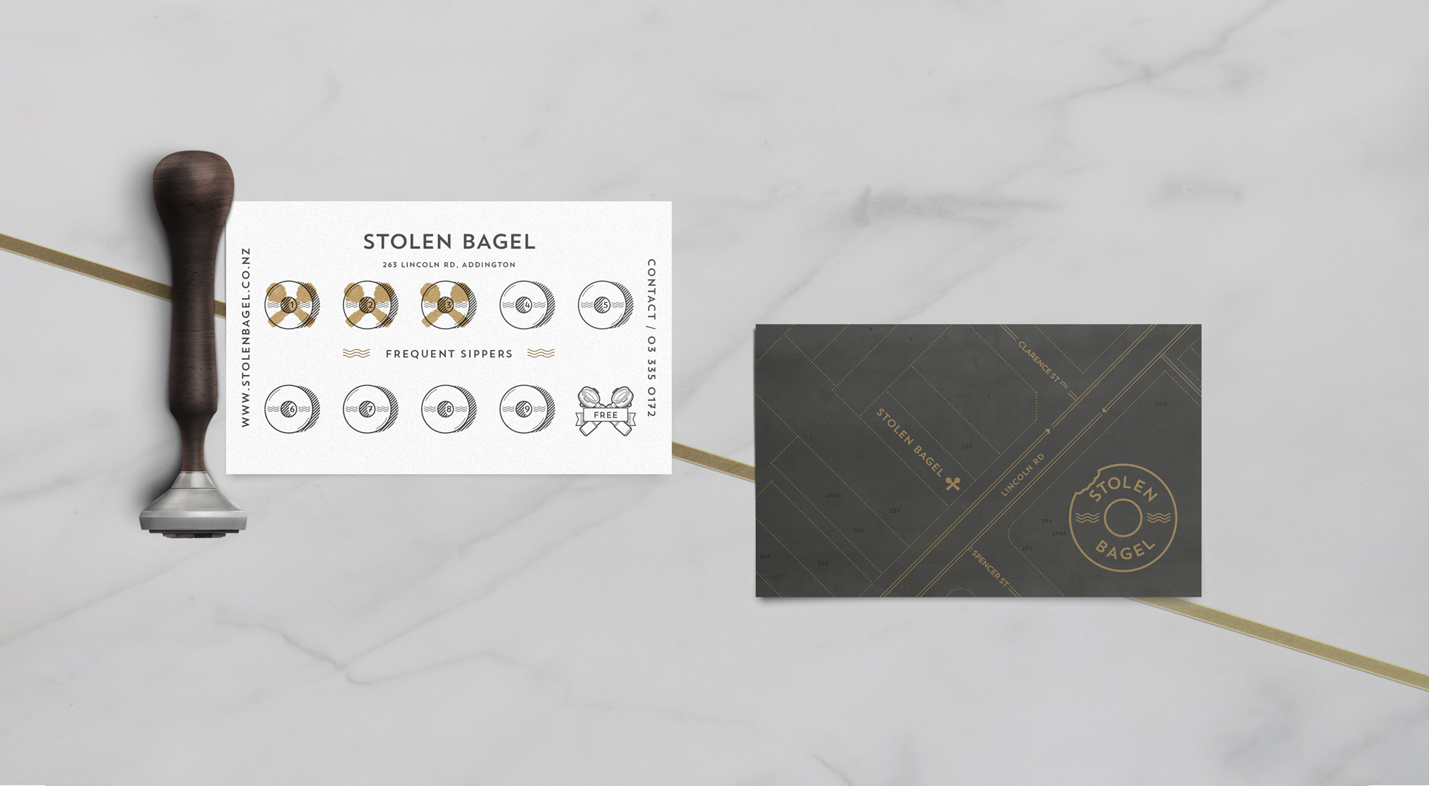 Stolen Bagel loyalty cards design by Sinclair Creative Agency