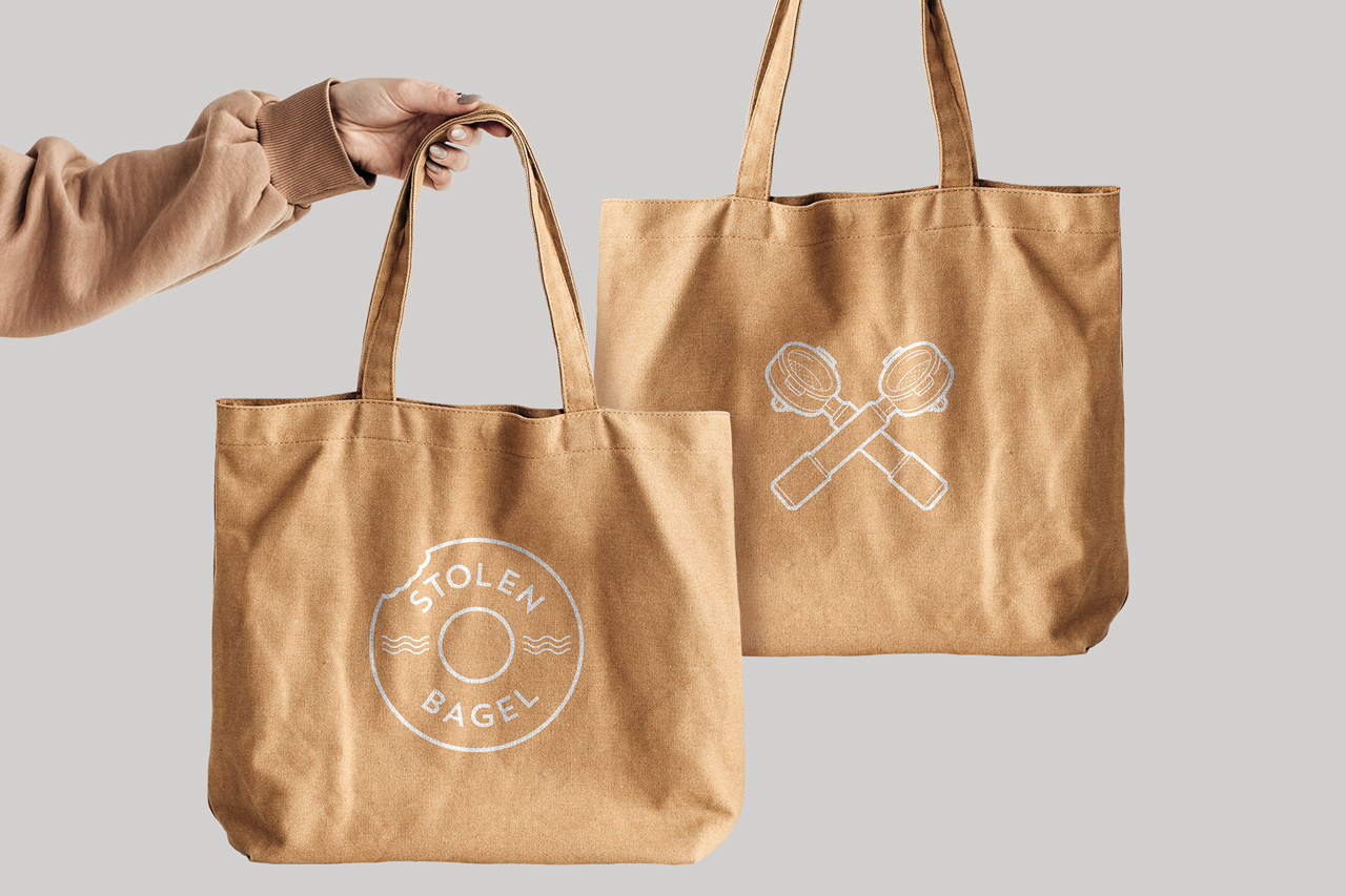 Stolen Bagel tote bag design — Sinclair Creative Agency