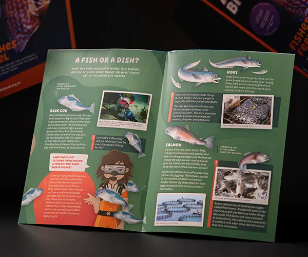 Newsletter featuring children's illustrations about fish for Animal Squad by Sinclair Creative Agency