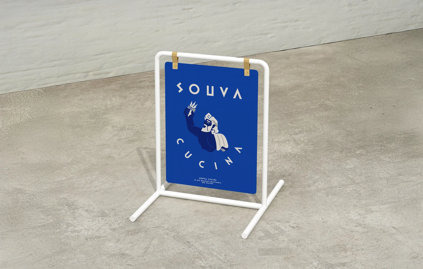 Souva Cucina Footpath Signage by Sinclair Creative Agency