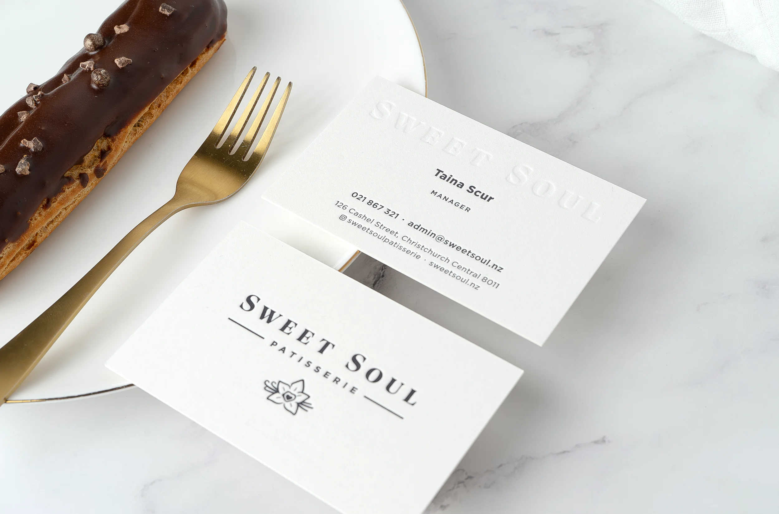 Sweet Soul Patisserie Letterpress business card & brand identity design