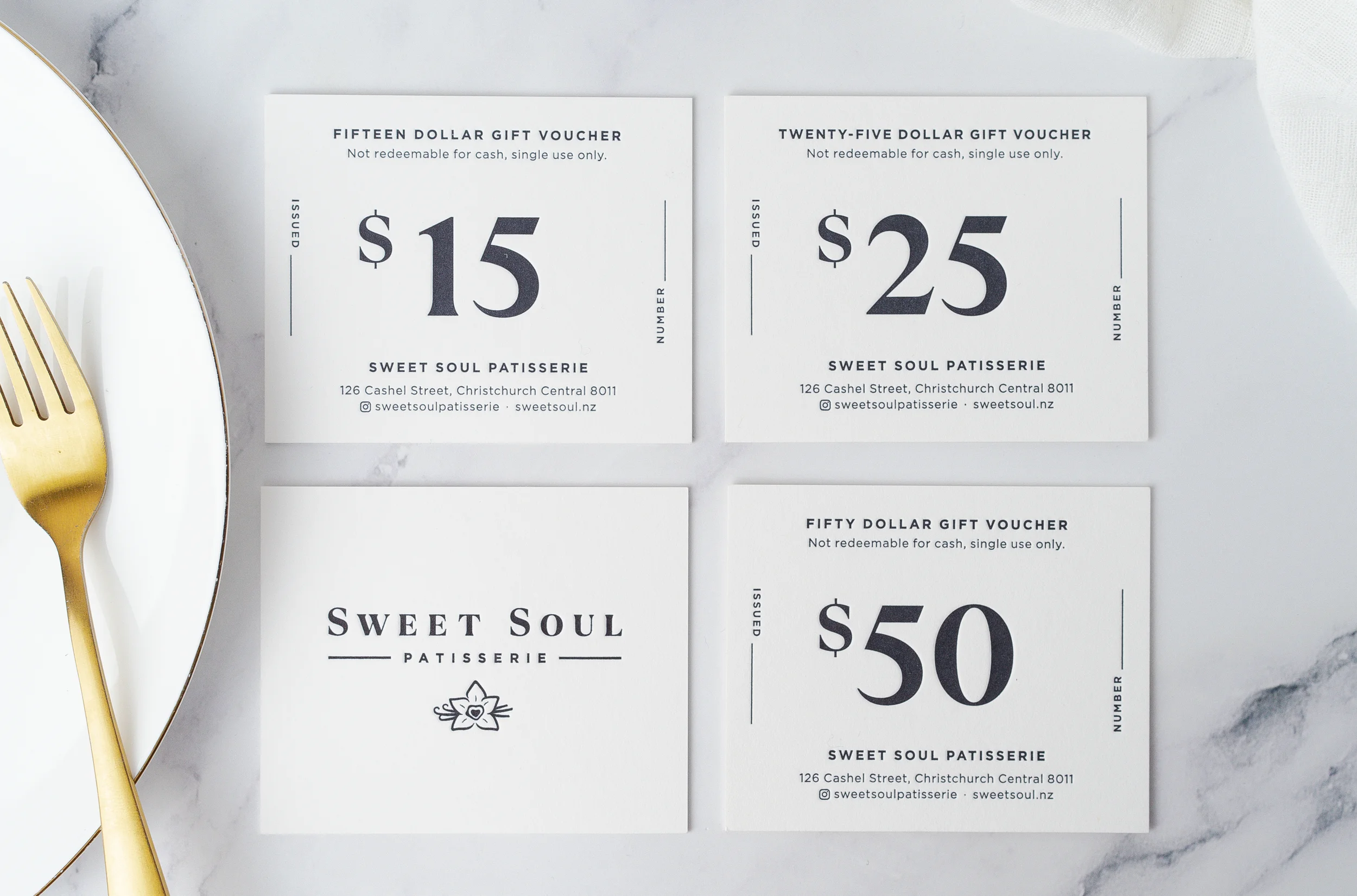 Sweet Soul Patisserie Letterpress business card & brand identity design