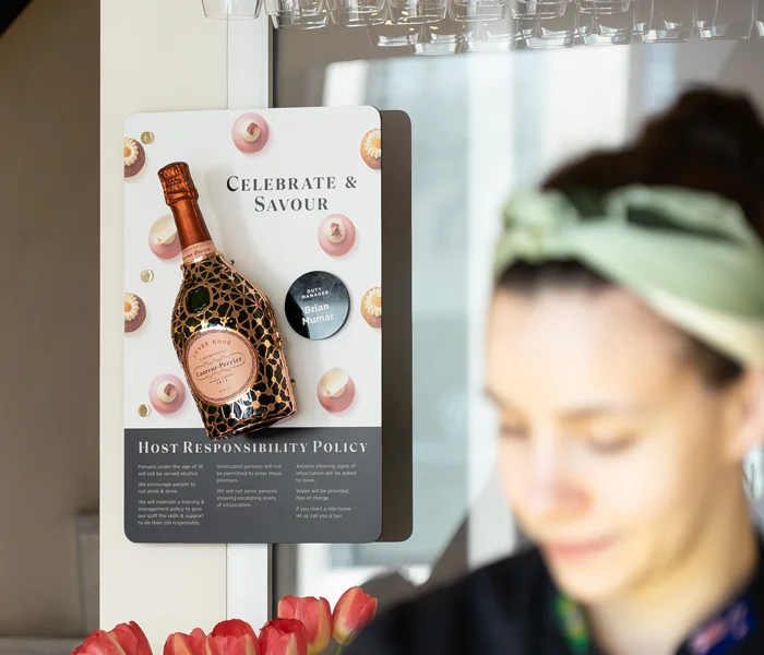 Champagne display for sweet soul patisserie