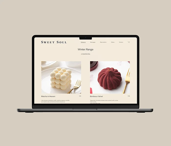 Sweet Soul Patisserie website by Sincair Creative Agency