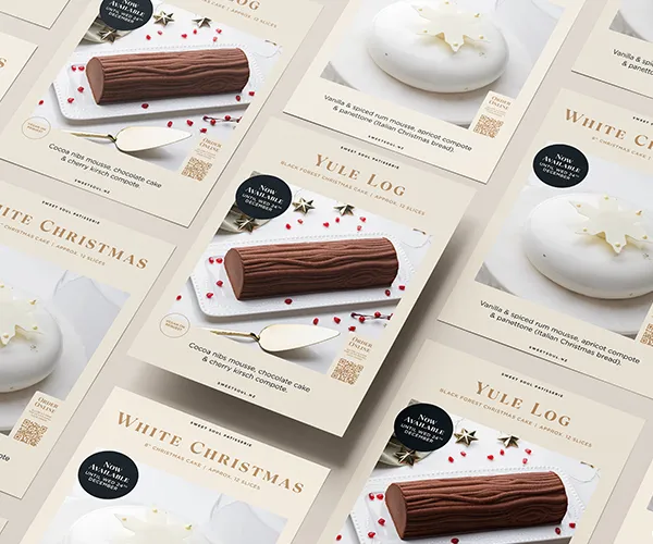 Christmas Cake Poster design advertising Sweet Soul Patisseries Christmas Range — Designed by Sinclair Creative