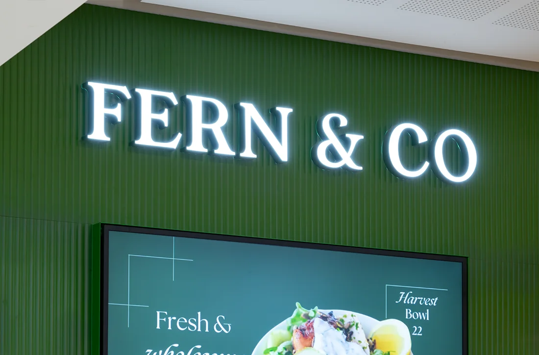 Fern & Co signage, photography by Sinclair Creative Agency