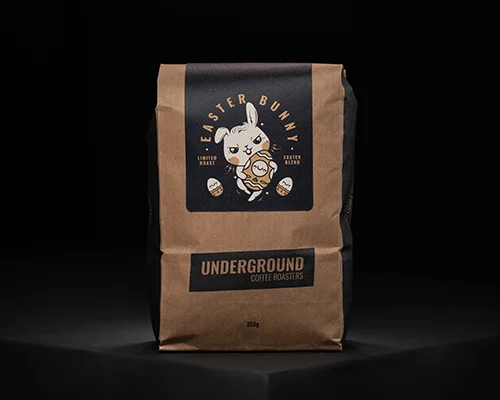 Underground Coffee Roasters Limited Roast, Easter Bunny Blend Label Design