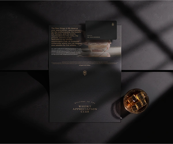 Whisky Appreciation Club Welcome Letter Design by Sinclair Creative Agency